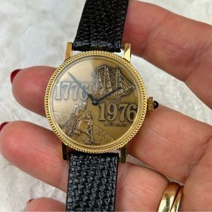 RARE Vintage 1776 1976 BICENTENIAL WITTNAUER COIN BASE 8KT GOLD WATCH - Unisex